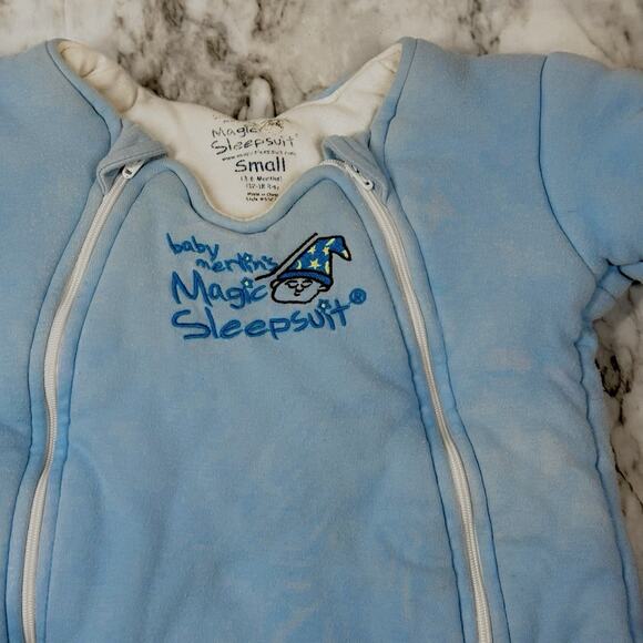 BABY MERLIN'S MAGIC SLEEPSUIT Baby Blue Swaddle Wrap Transition Sleeper 3-6M - Picture 5 of 10